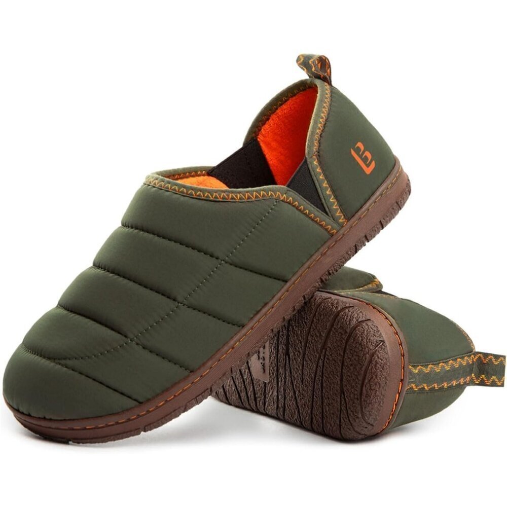 Men’s Two Tone Memory Foam Slippers - Slip On Indoor/Outdoor House Loafers